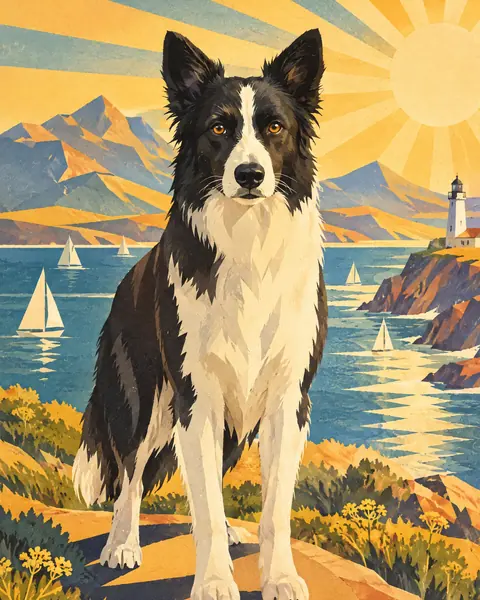 Eksempel: et kæledyr i stilen Art Deco-plakat